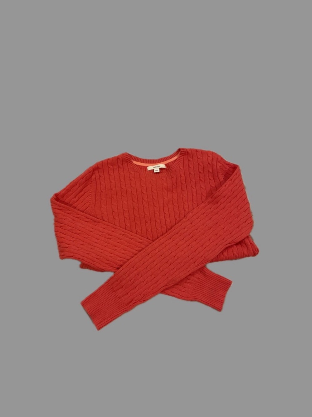 Merona Coral Cable-Knit Crewneck Sweater